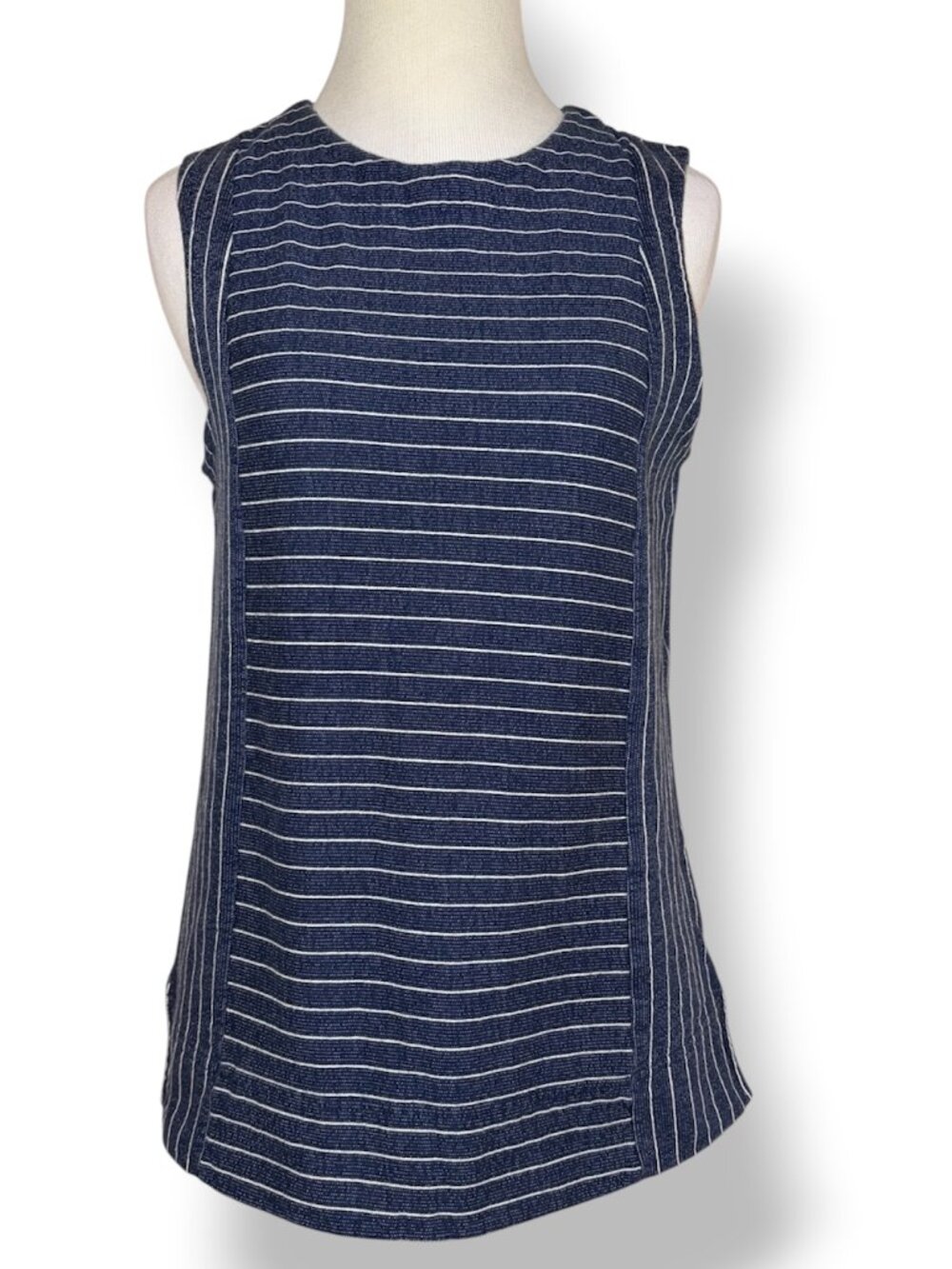J Crew Terry Cotton Tank Top Blue white stripes